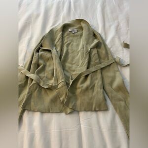 & Other Stories Ribbed Wrap Cardigan in Light Olive